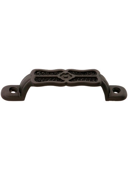 Ornamental Cast Brass Drawer Pull - 3 1/8 inch Center to Center in Oil-rubbed Bronze.